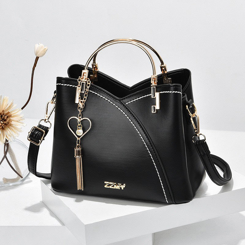 Korean-Style Color Block Bucket Bag – Large Capacity Crossbody