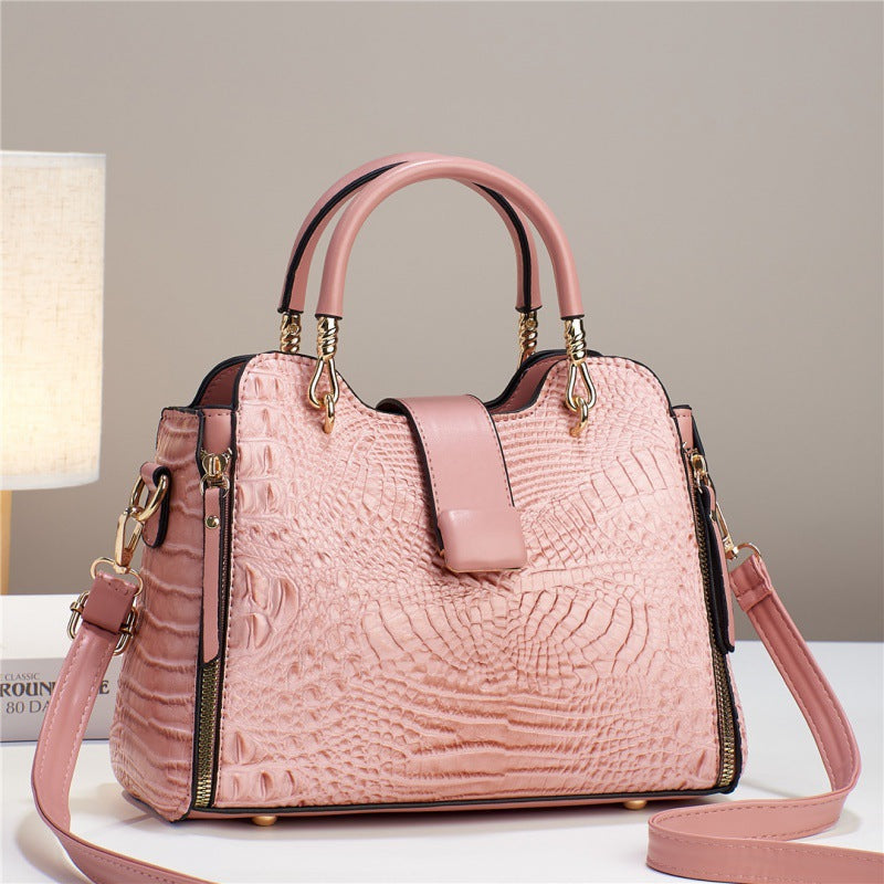 Crocodile-Embossed Crossbody Tote – Large Capacity Shoulder Bag