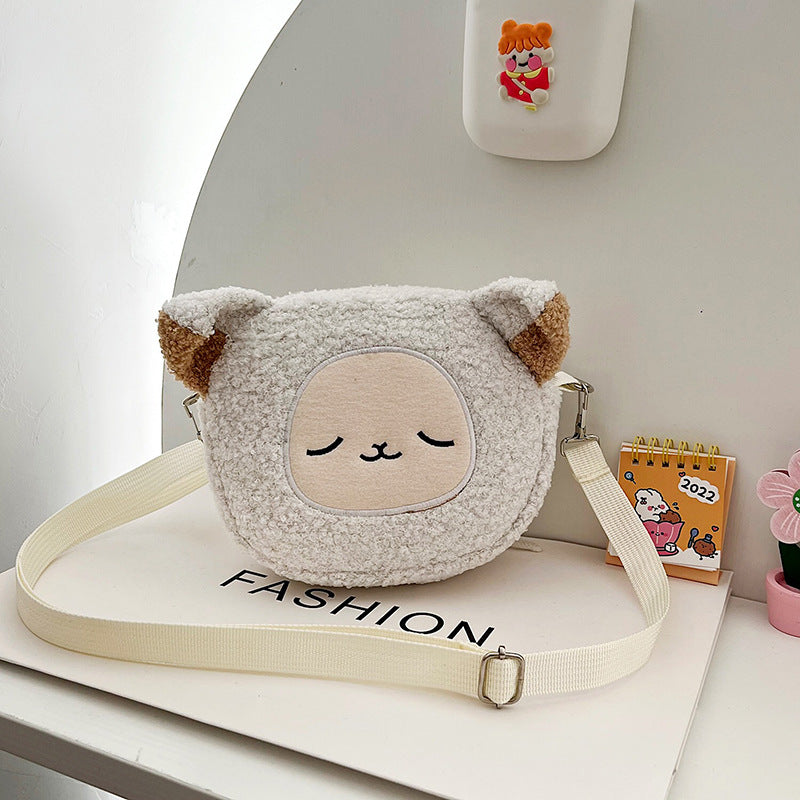 Teddy Bear Plush Crossbody Bag – Round Embroidered Mini Bag