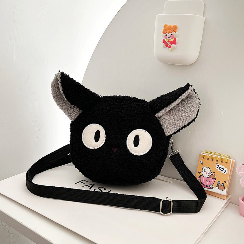 Teddy Bear Plush Crossbody Bag – Round Embroidered Mini Bag
