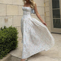 Printed Strapless Backless Long Dress