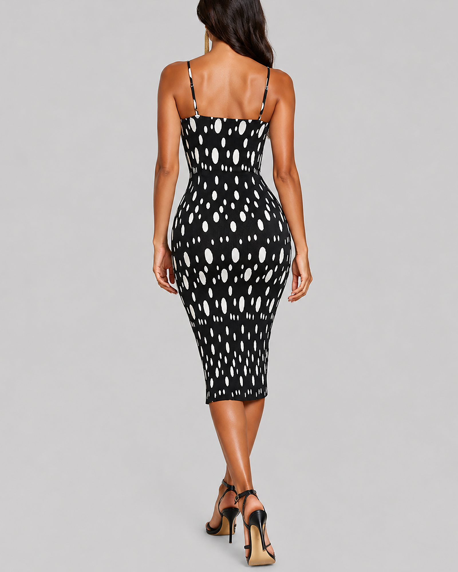 Polka Dot Organza Strapless Dress – Pleated Slimming Fit
