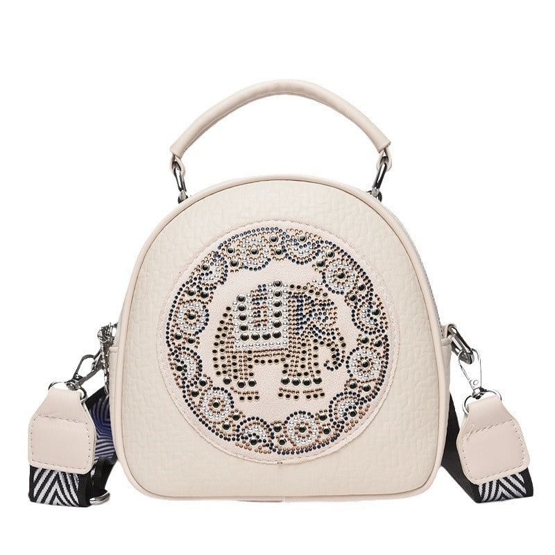 Embroidered Cylinder Crossbody Bucket Bag