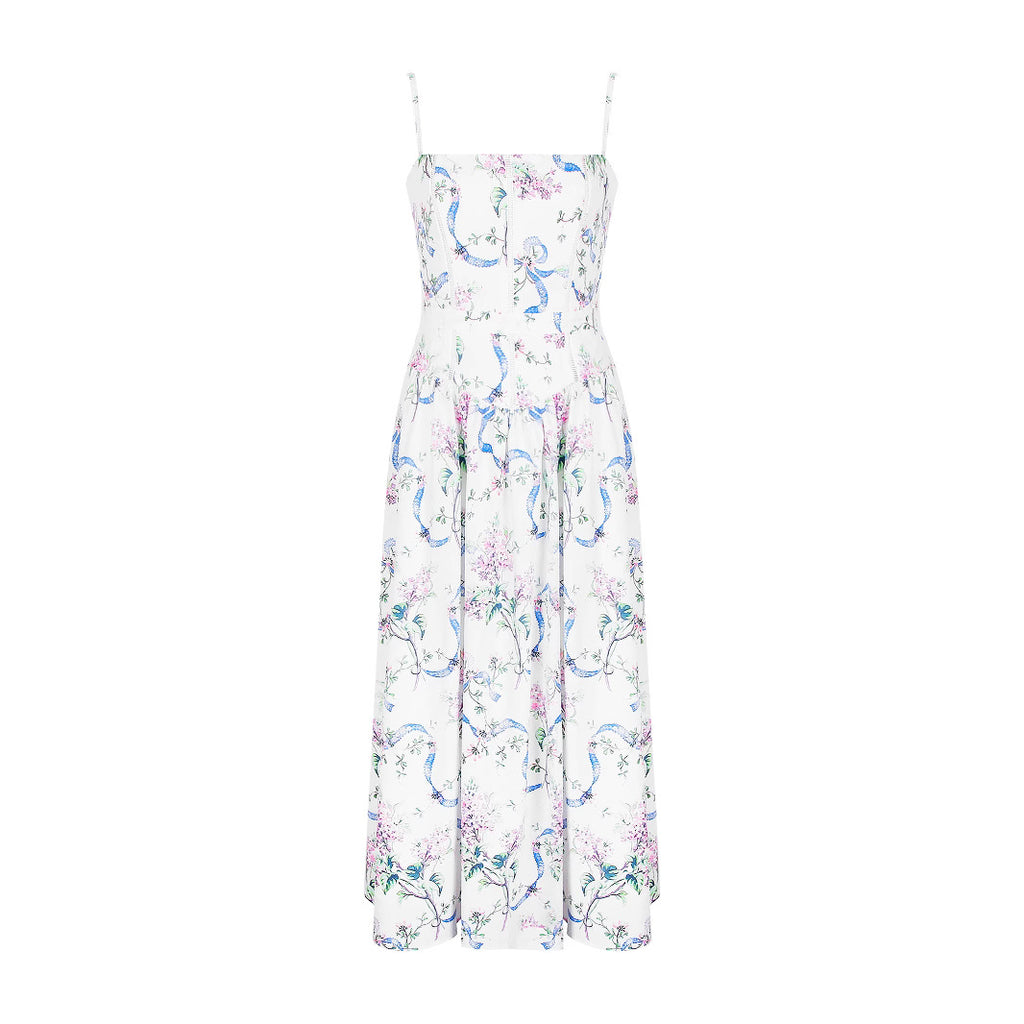 Printed Strapless Backless Long Dress