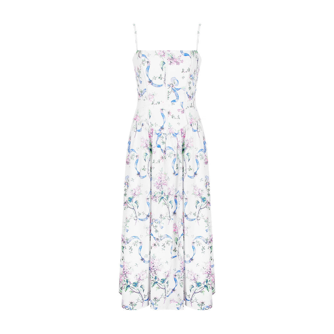 Printed Strapless Backless Long Dress