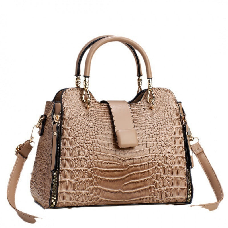 Crocodile-Embossed Crossbody Tote – Large Capacity Shoulder Bag