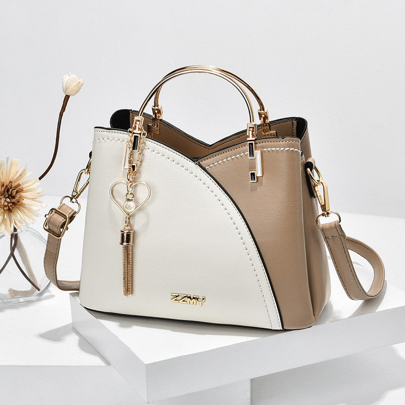 Korean-Style Color Block Bucket Bag – Large Capacity Crossbody