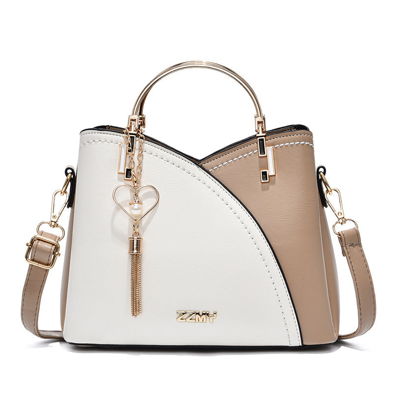 Korean-Style Color Block Bucket Bag – Large Capacity Crossbody