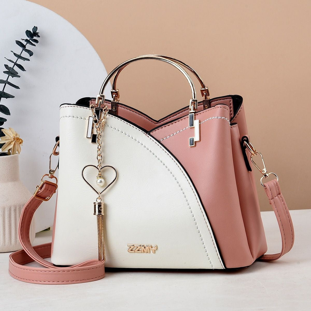 Korean-Style Color Block Bucket Bag – Large Capacity Crossbody