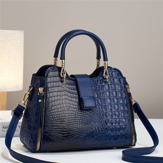 Crocodile-Embossed Crossbody Tote – Large Capacity Shoulder Bag