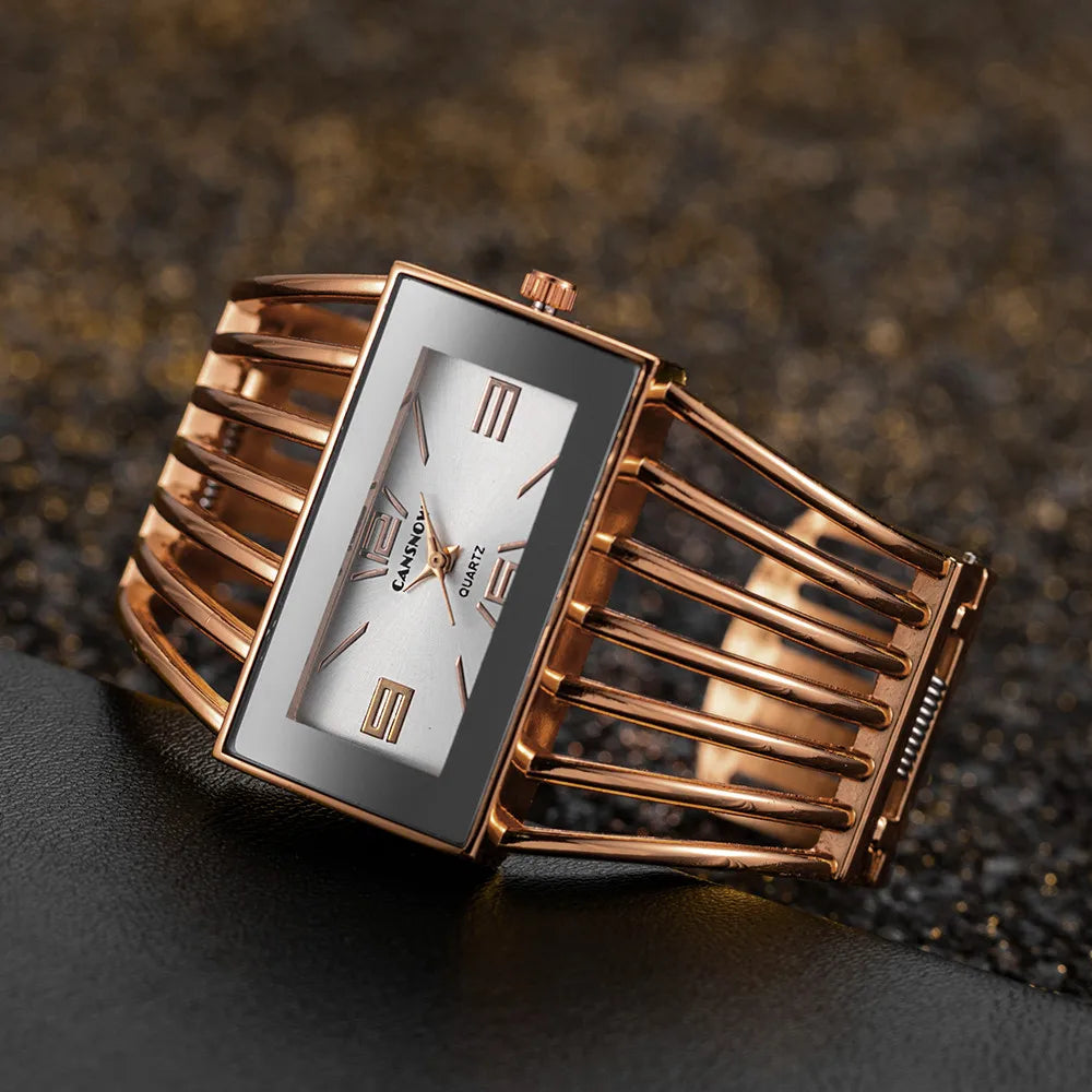 Luxury Fashion Rose Gold Watches Women Stainless Steel Bracelet Bangle Rectangle Quartz Watch Clock zegarek damski relogio