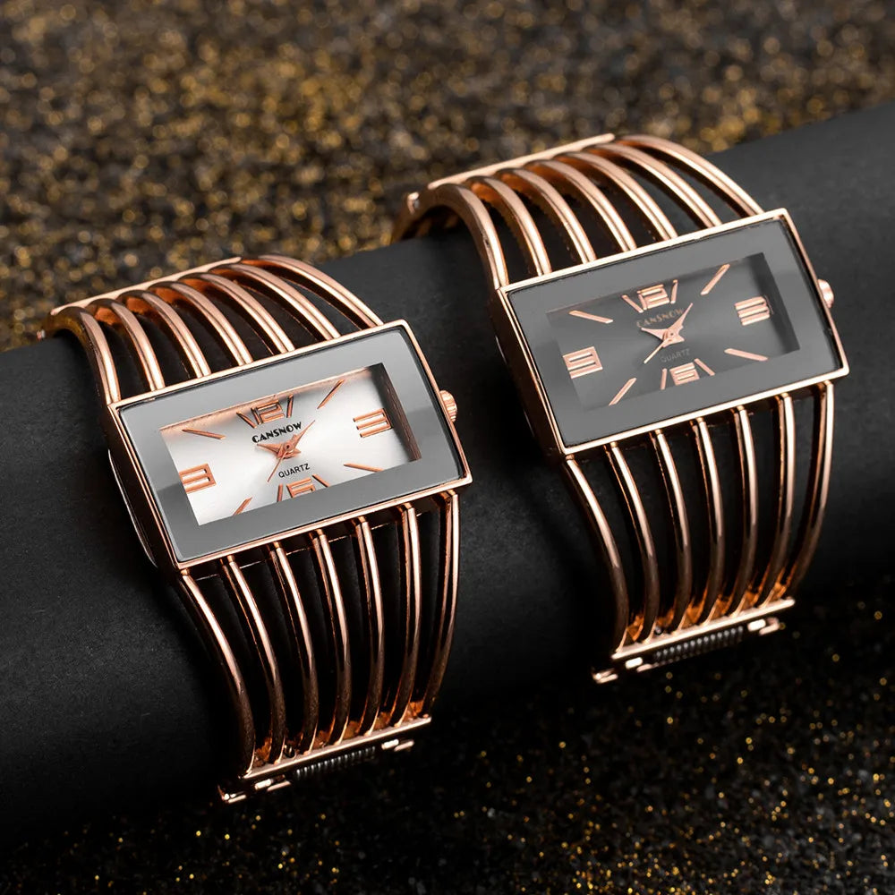 Luxury Fashion Rose Gold Watches Women Stainless Steel Bracelet Bangle Rectangle Quartz Watch Clock zegarek damski relogio