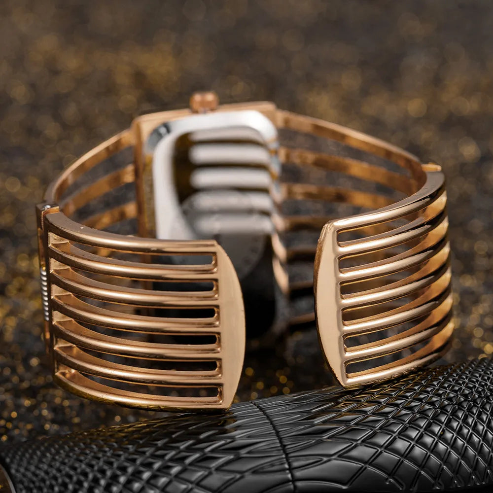 Luxury Fashion Rose Gold Watches Women Stainless Steel Bracelet Bangle Rectangle Quartz Watch Clock zegarek damski relogio