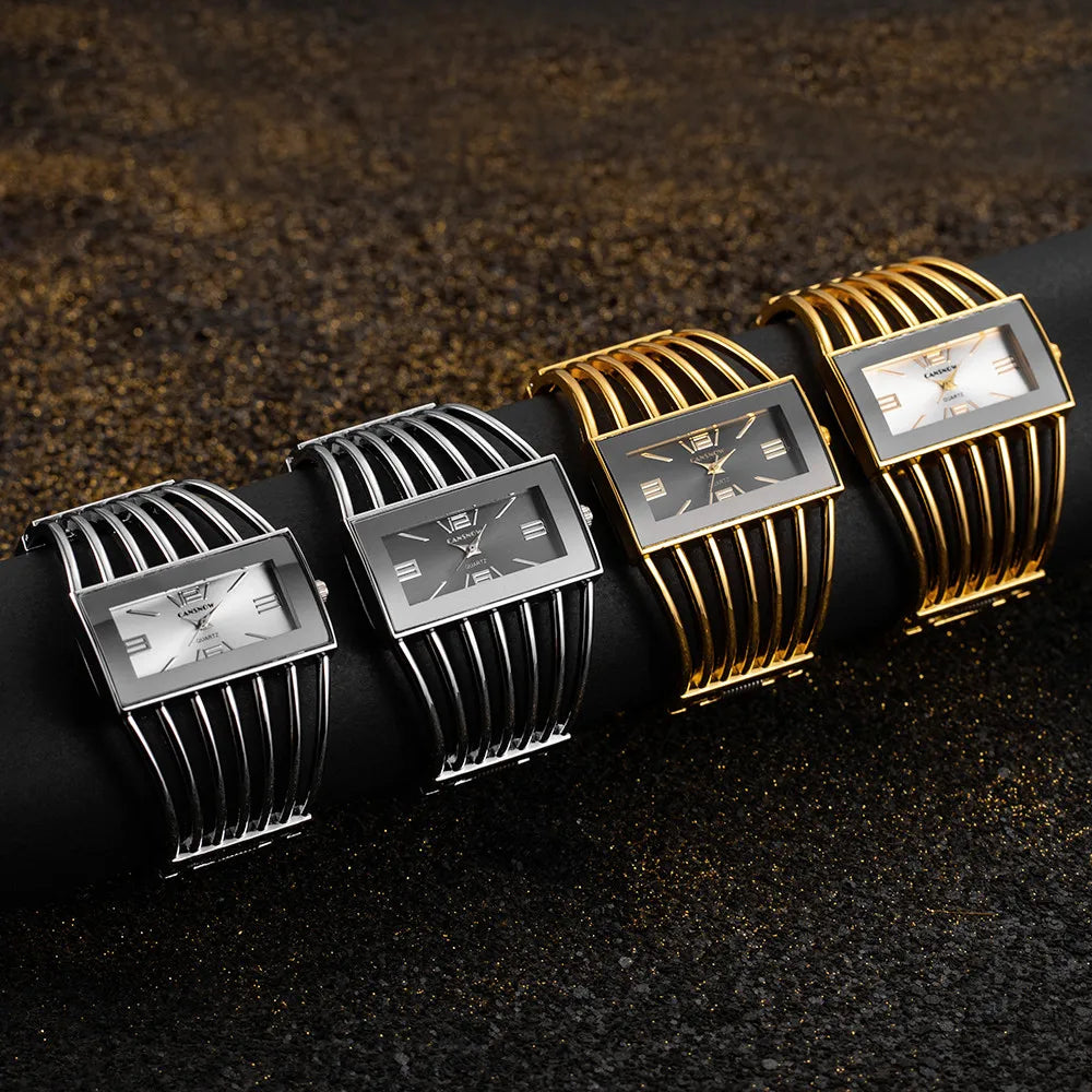 Luxury Fashion Rose Gold Watches Women Stainless Steel Bracelet Bangle Rectangle Quartz Watch Clock zegarek damski relogio
