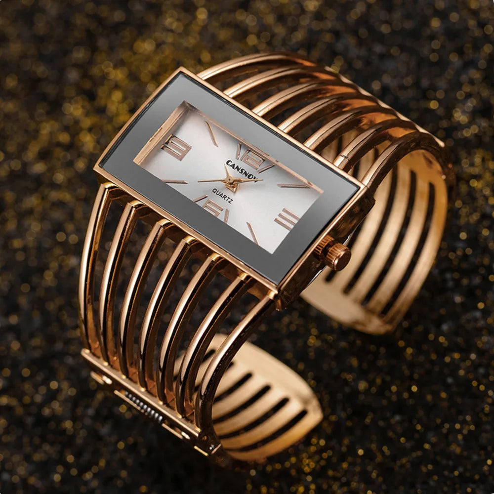 Luxury Fashion Rose Gold Watches Women Stainless Steel Bracelet Bangle Rectangle Quartz Watch Clock zegarek damski relogio