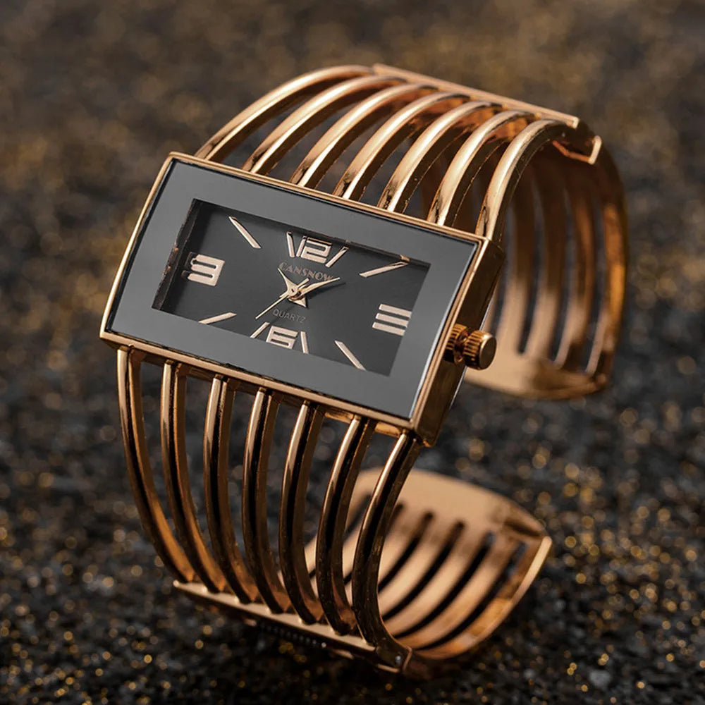 Luxury Fashion Rose Gold Watches Women Stainless Steel Bracelet Bangle Rectangle Quartz Watch Clock zegarek damski relogio