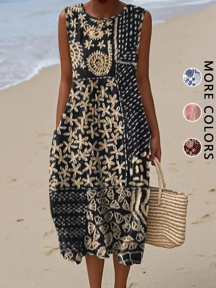 Bohemian floral sundress flowing midi style