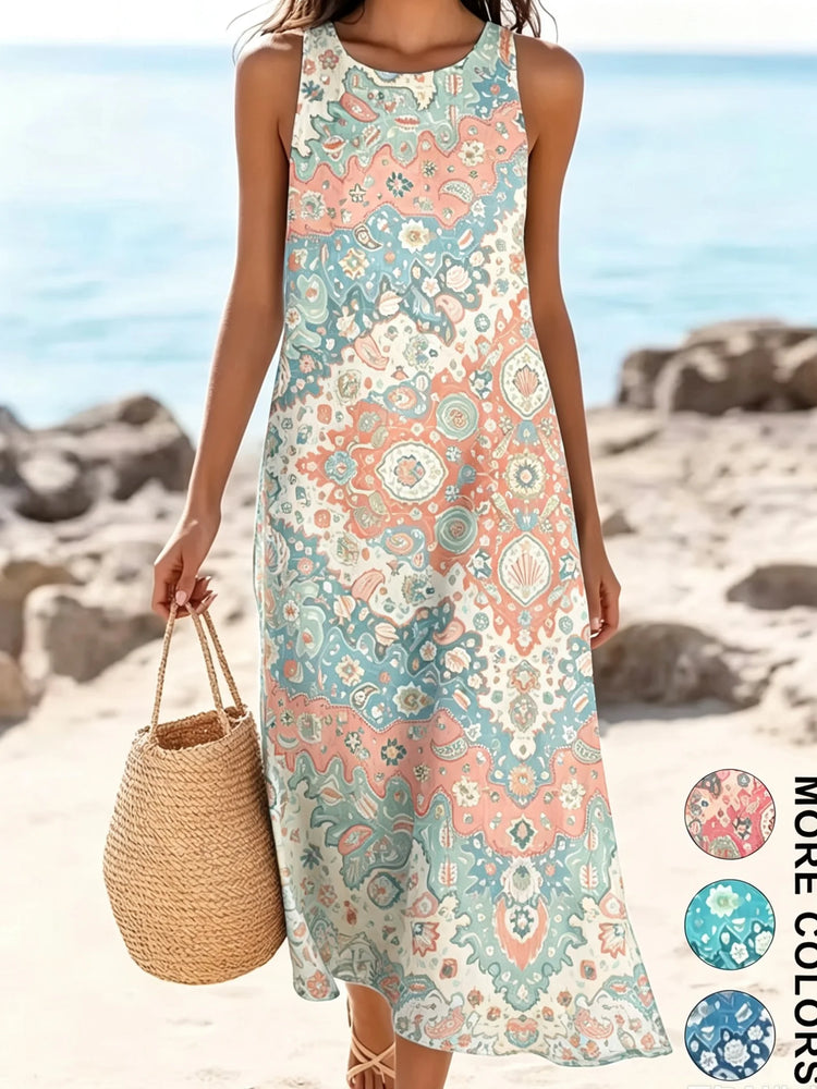 Bohemian floral sundress flowing midi style