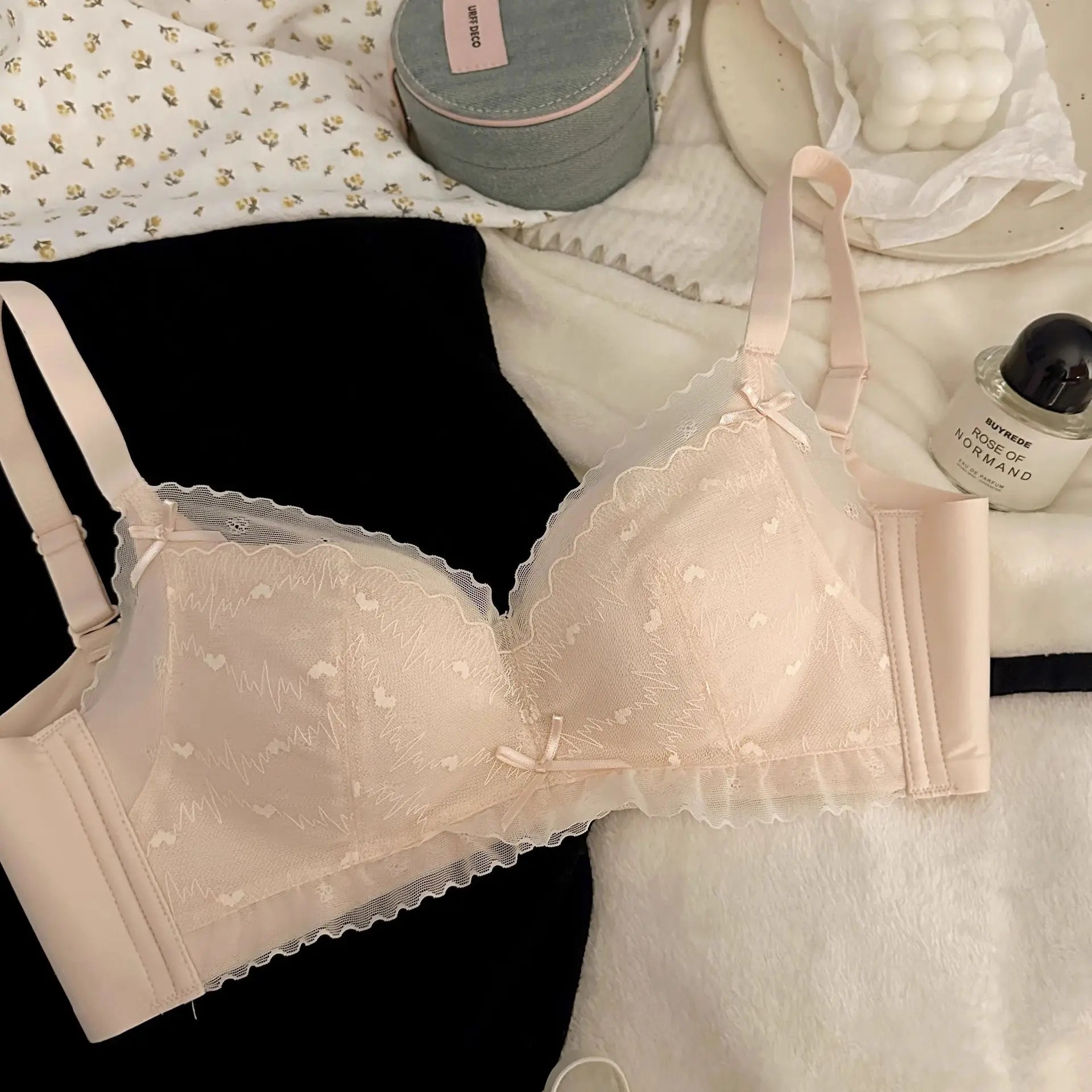 Seamless Heart-Shape Gathering Bra Set – Wire-Free