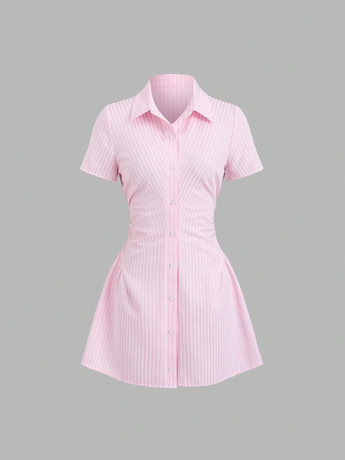 V-Neck Bubble Sleeve Pleated A-Line Mini Dress