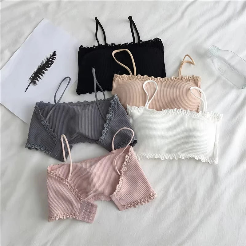 Seamless Tube-Top Bra – Lace Trim Tank Style