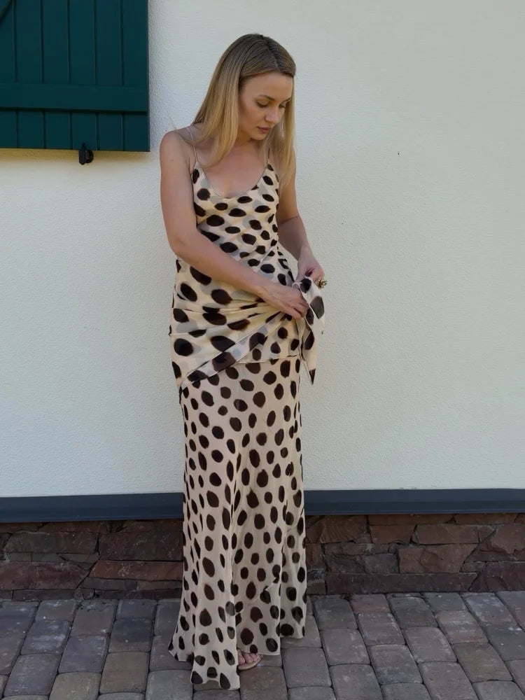 Animal Print Maxi Dress with Detachable Scarf