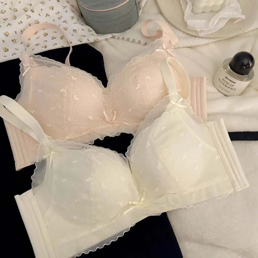 Seamless Heart-Shape Gathering Bra Set – Wire-Free