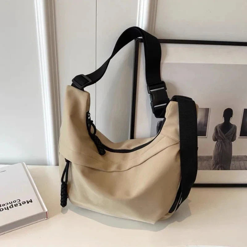Nylon Hobo Bag Crossbody Bag Solid Color Casual Zipper Women's Bag 2024 New Fashionable Large-Capacity Solid Color Shoulder Tote