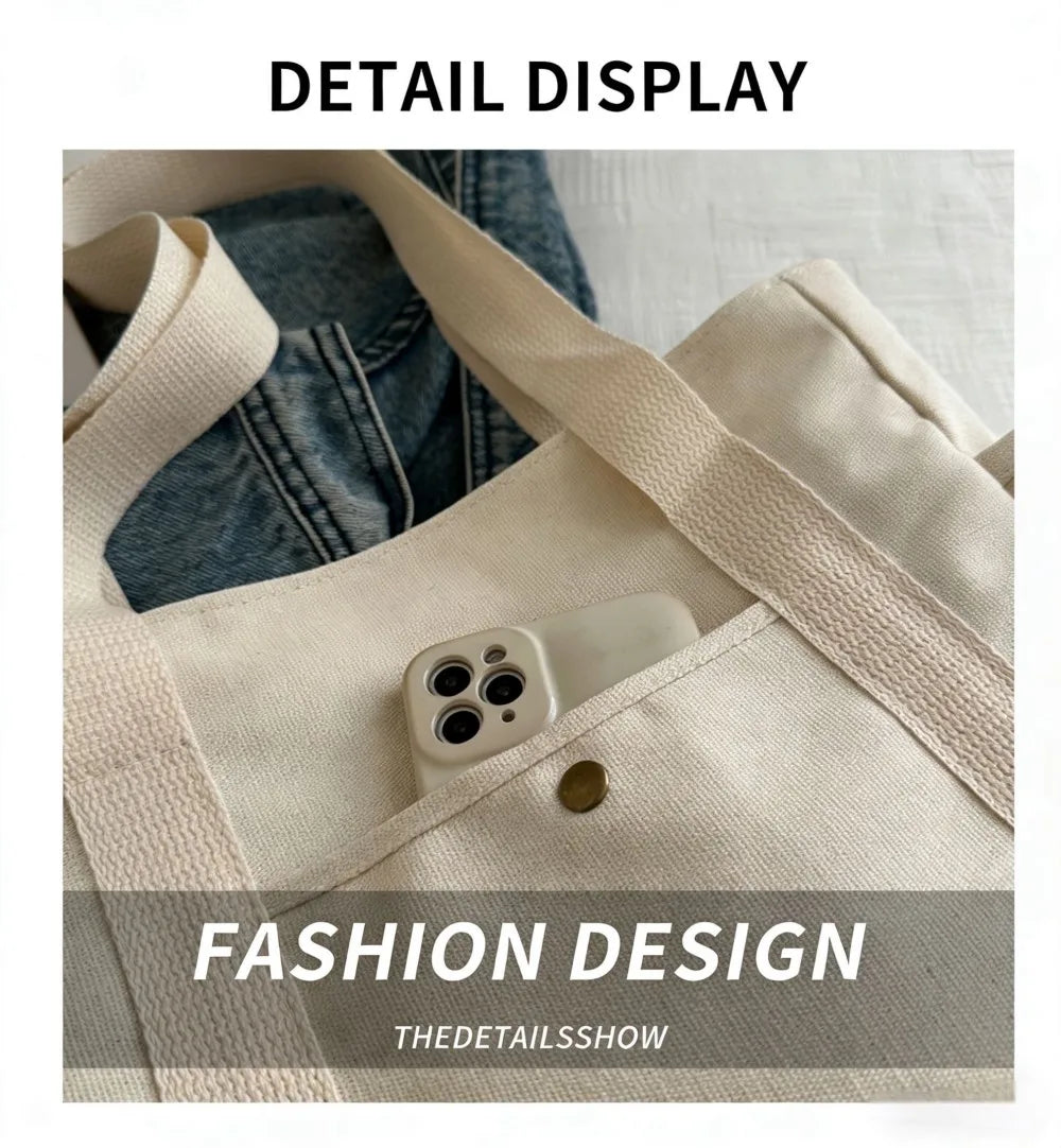 Homefish Capacity Canvas Tote Bags for Work Commuting Carrying Bag College Style Student Outfit Book Shoulder Bag Shopping Bag