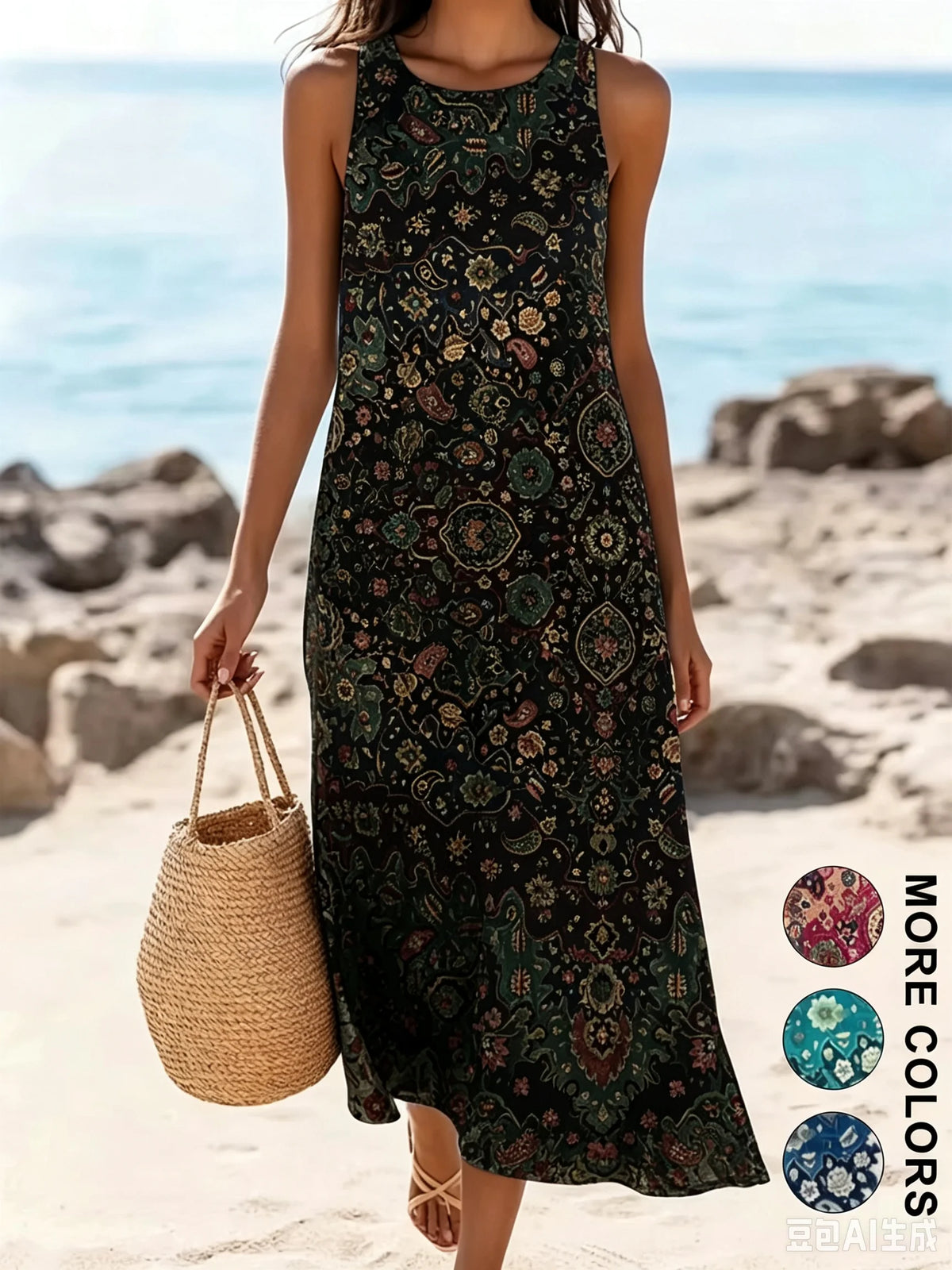 Bohemian floral sundress with pockets