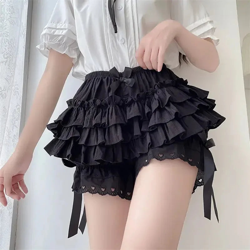 Pleated Bow-Knot Safety Shorts – Vintage Style