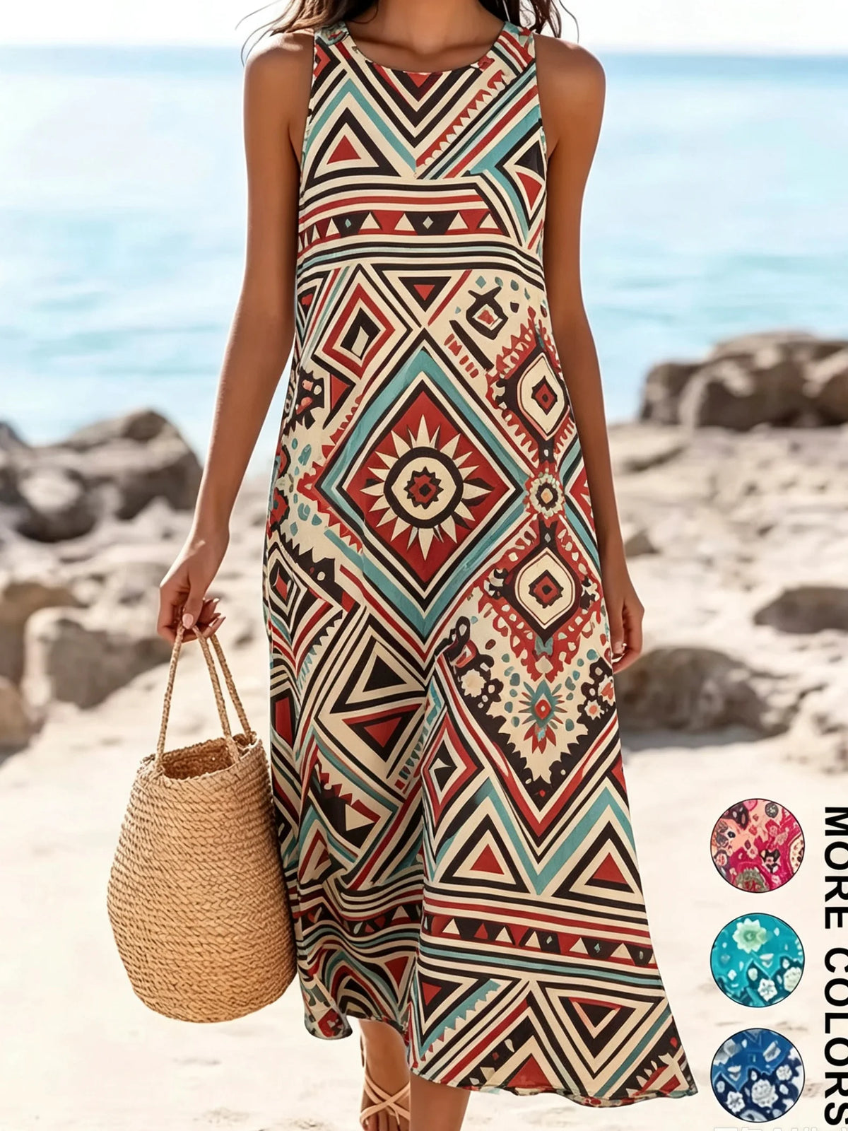 Bohemian floral sundress flowing midi style