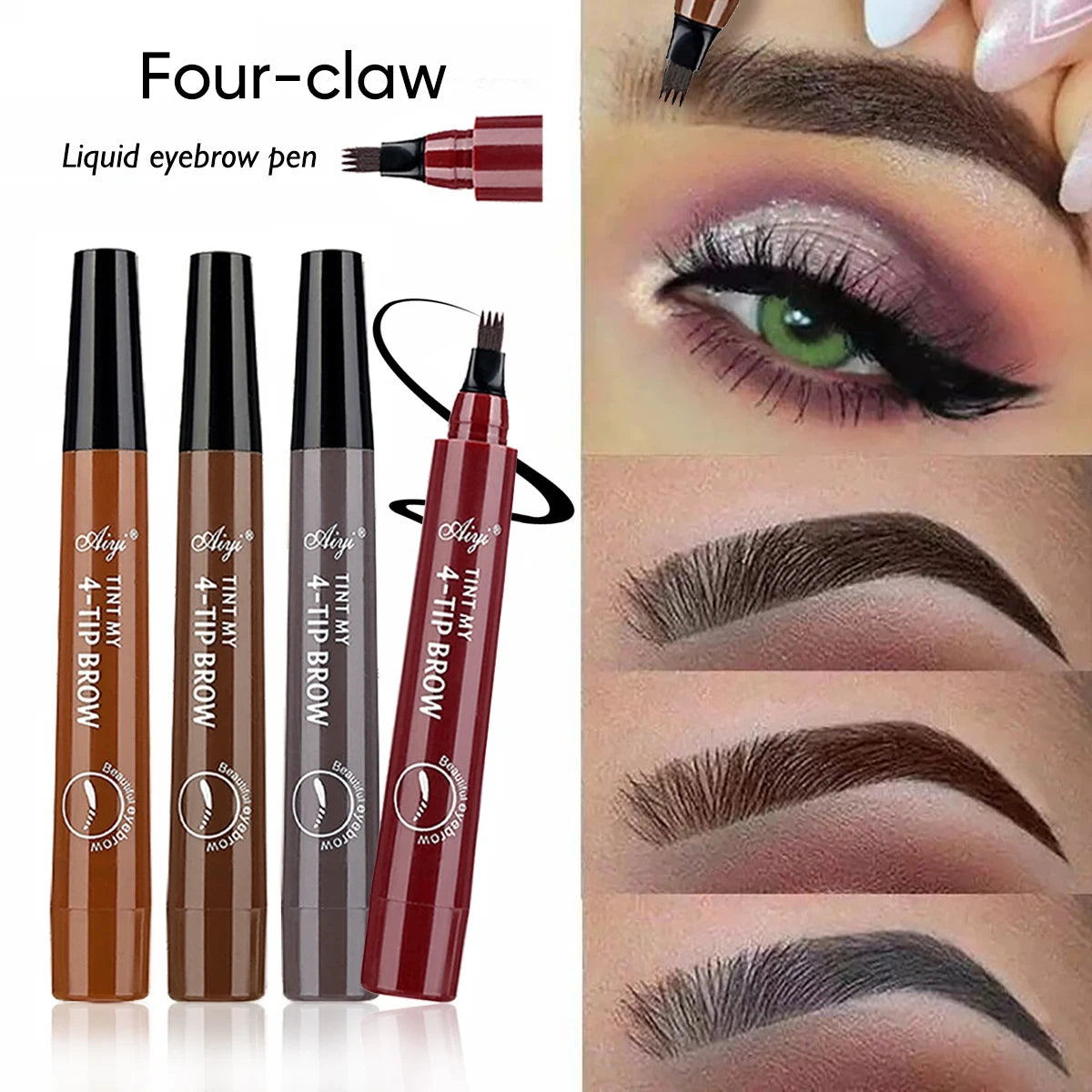 Korean four-fork eyebrow pencil, four-end, natural lasting, easy to color, waterproof dirty, friendly to novice eyebrow pencil