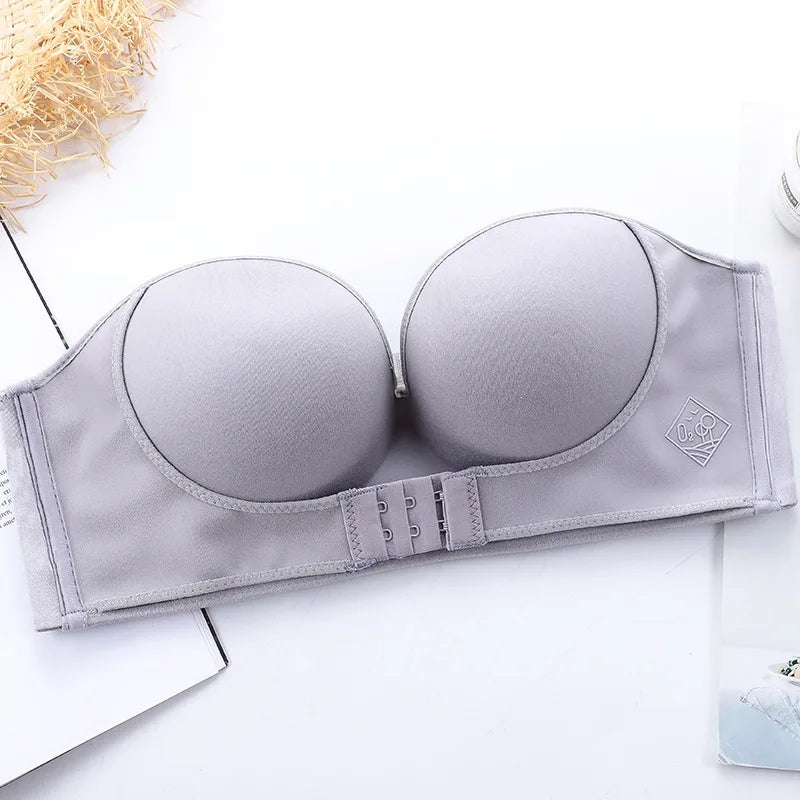 Invisible Strapless Push-Up Bra – Front Buckle