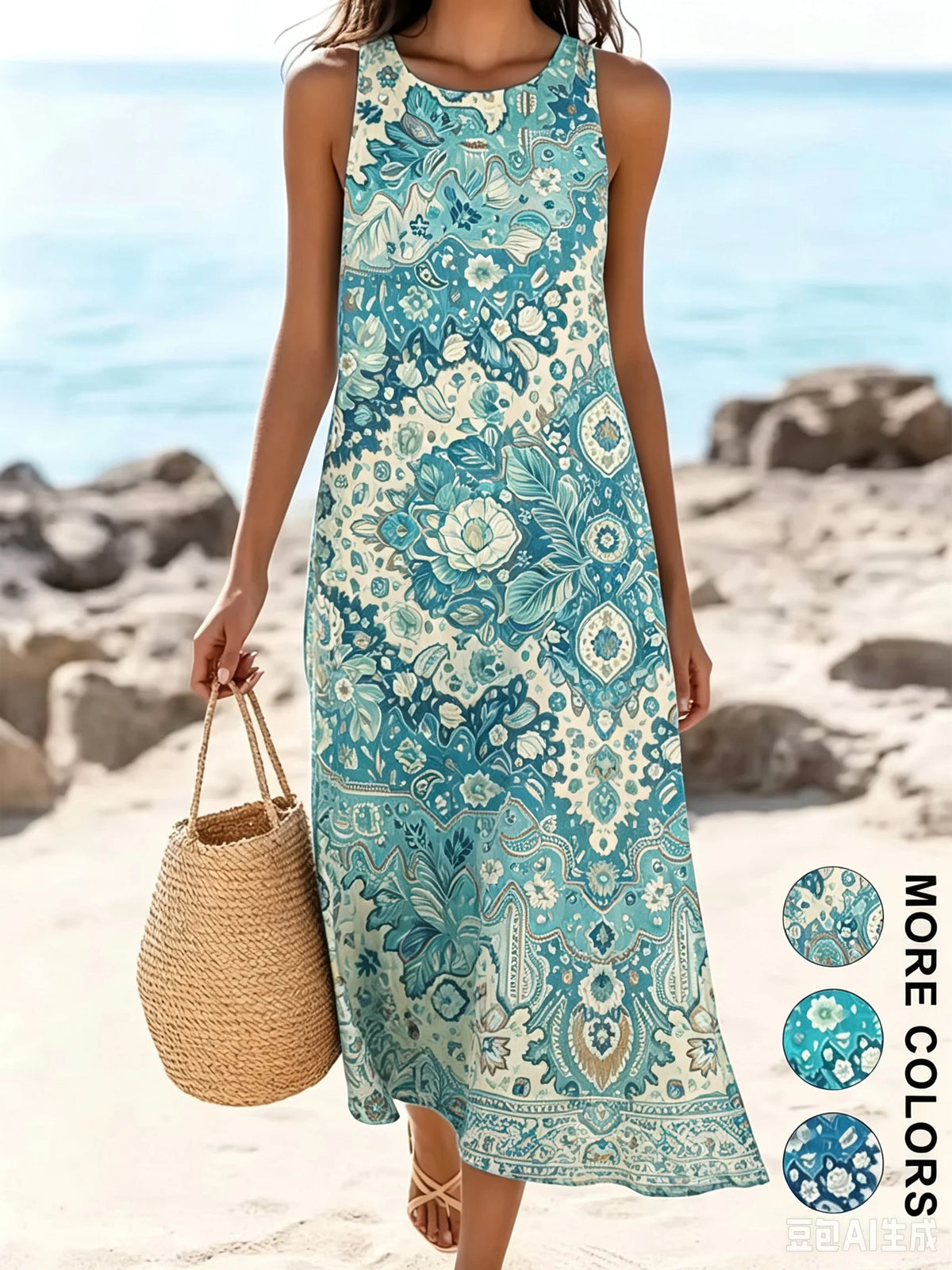 Bohemian floral sundress with pockets