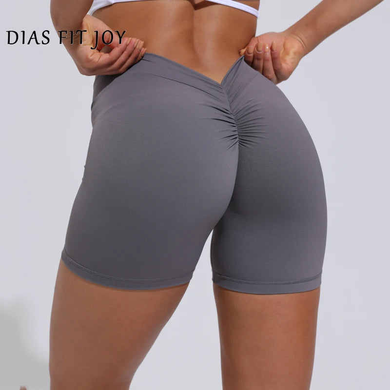 DIAS FIT JOY V-Back Shorts High Waisted Hip Lifting Yoga Shorts Women's Nylon Tight Fitting Shorts Training Sports Fitness Pants