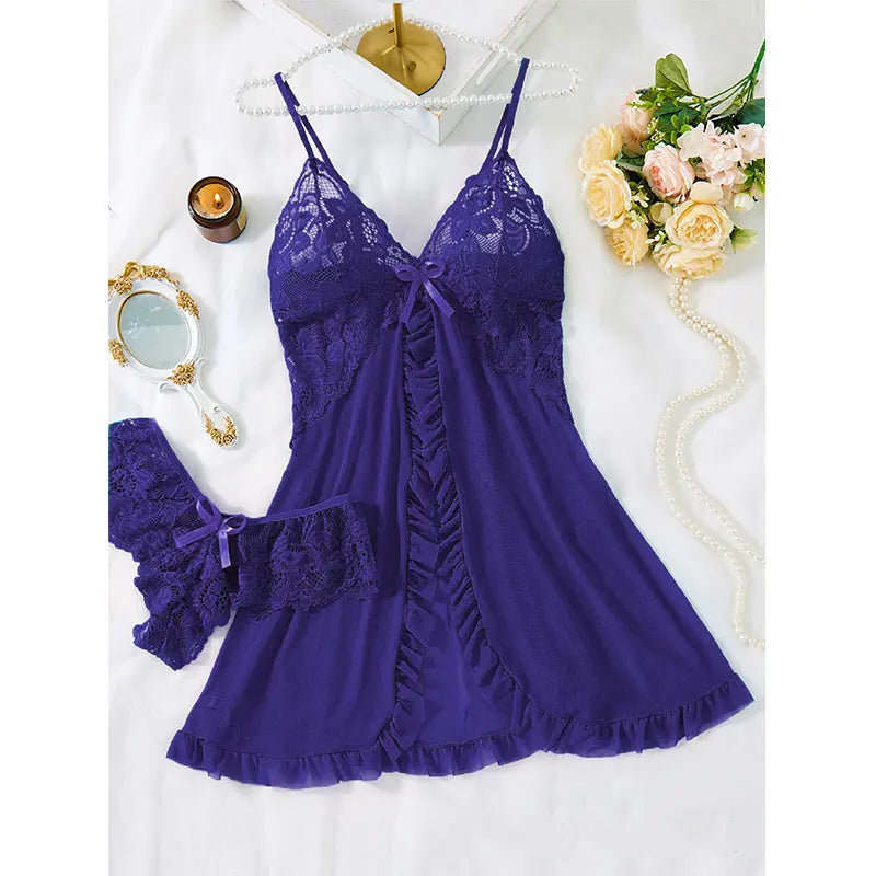 Pink Halter Nightdress & Panty Sleepwear Set