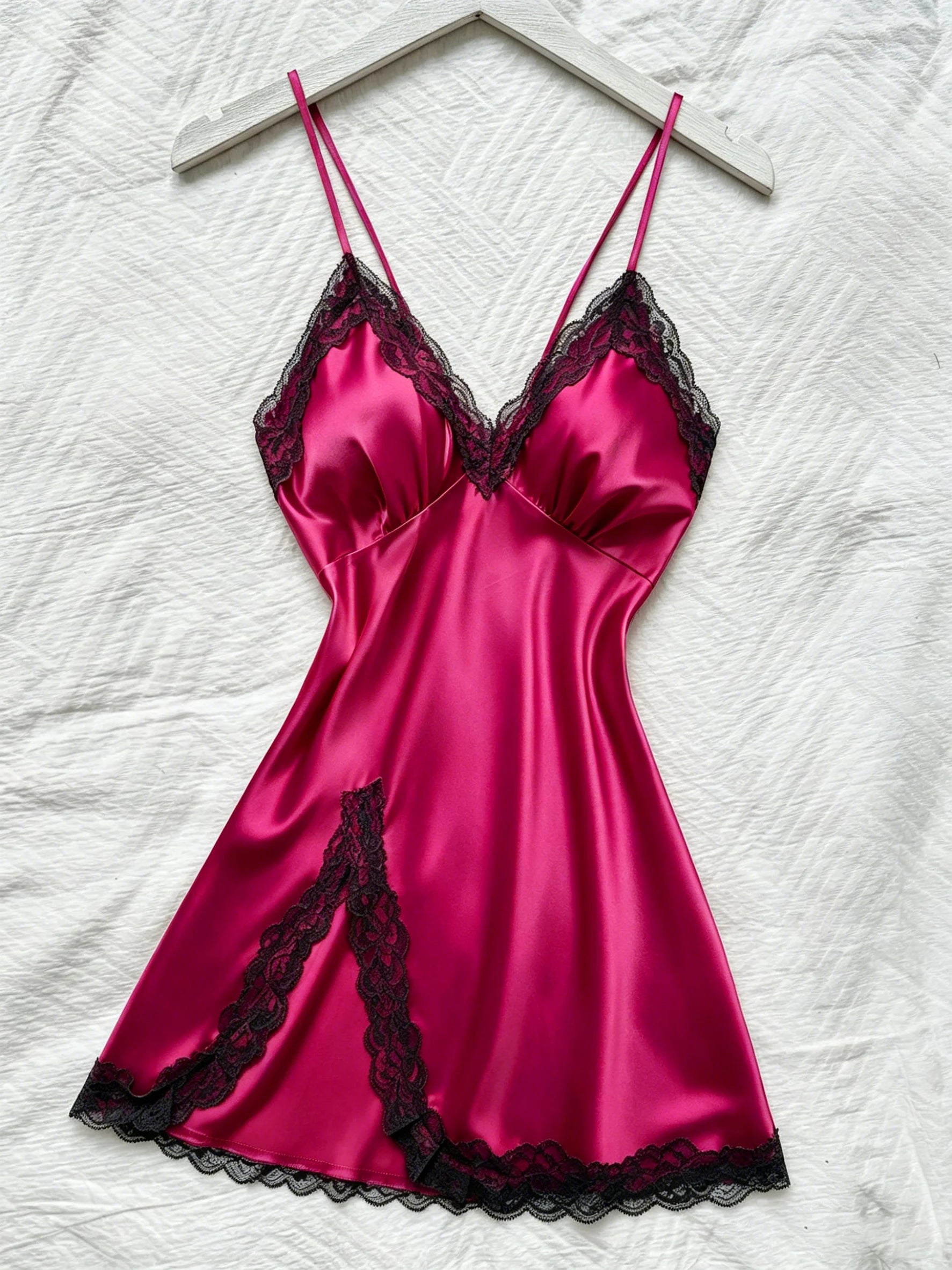 Satin Lace Halter Nightdress – Breathable Loungewear
