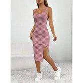 Polka Dot Midi Dress sleeveless design