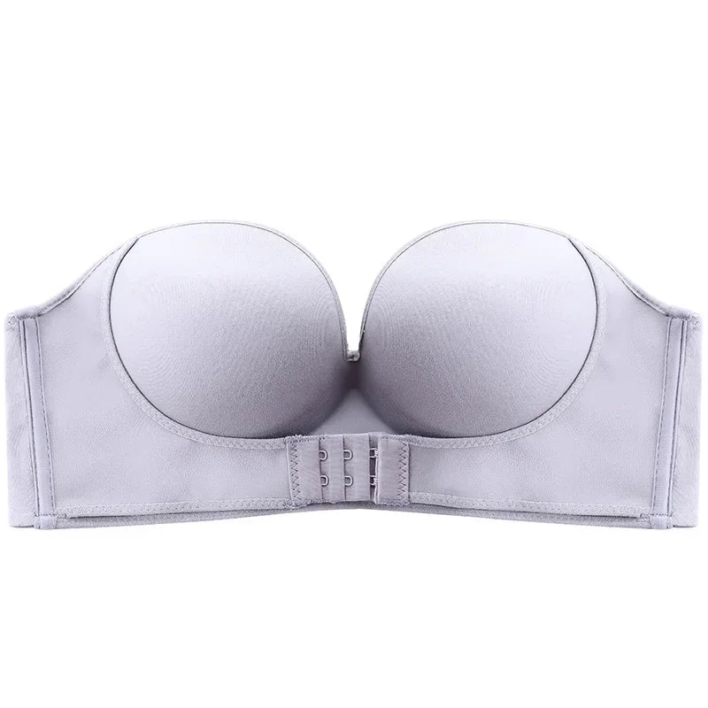 Invisible Strapless Push-Up Bra – Front Buckle