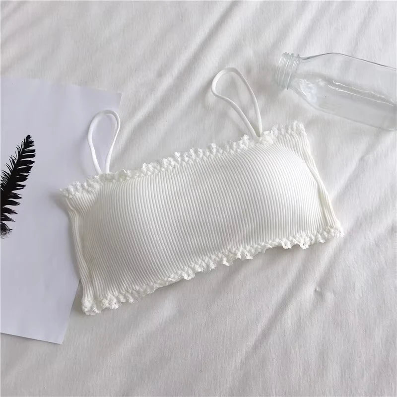 Seamless Tube-Top Bra – Lace Trim Tank Style