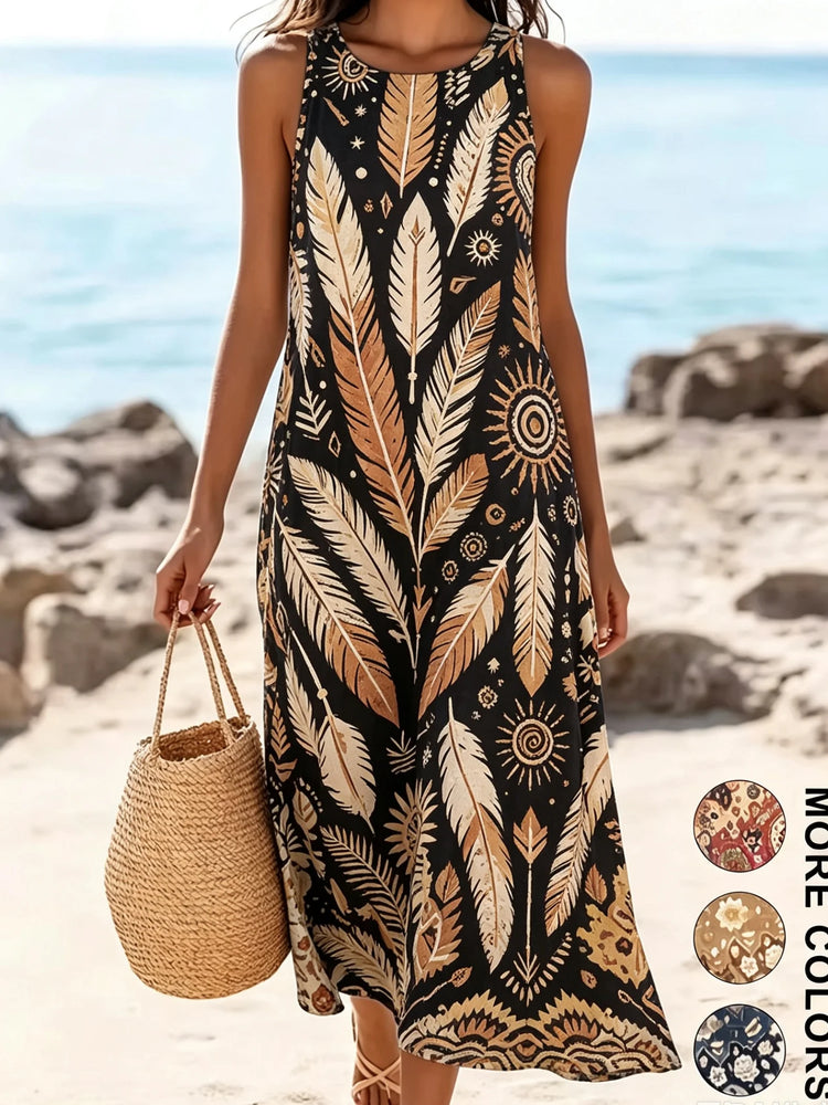 Bohemian floral sundress flowing midi style