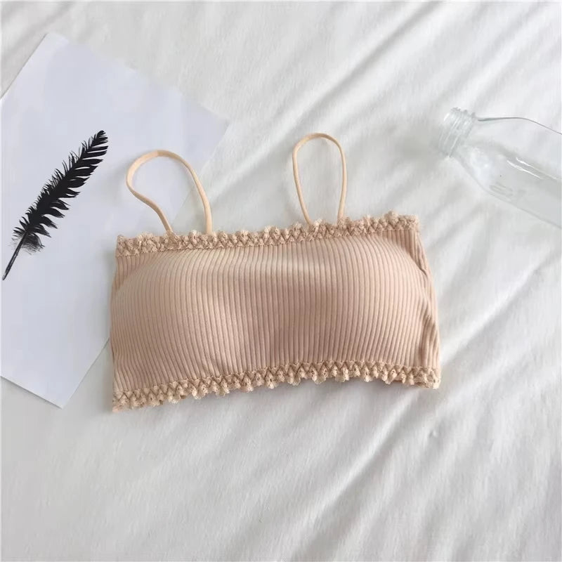 Seamless Tube-Top Bra – Lace Trim Tank Style