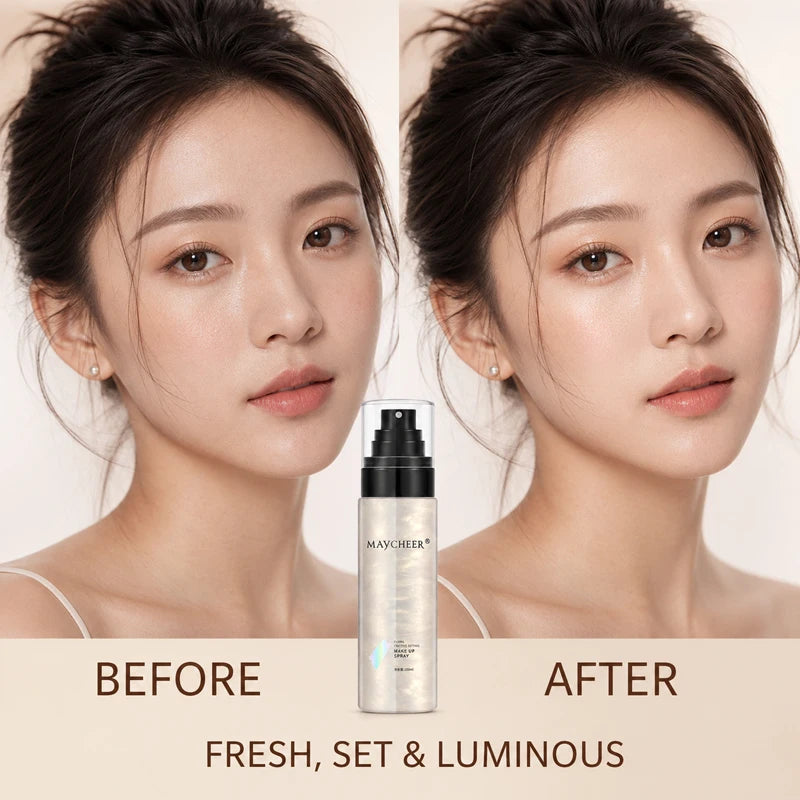 MAYCHEER 100ml Makeup Setting Spray Long Lasting Ultra Fine Mist Fixer Hydrating Dewy Glow Face Mist 2 Shades for All Skin Types