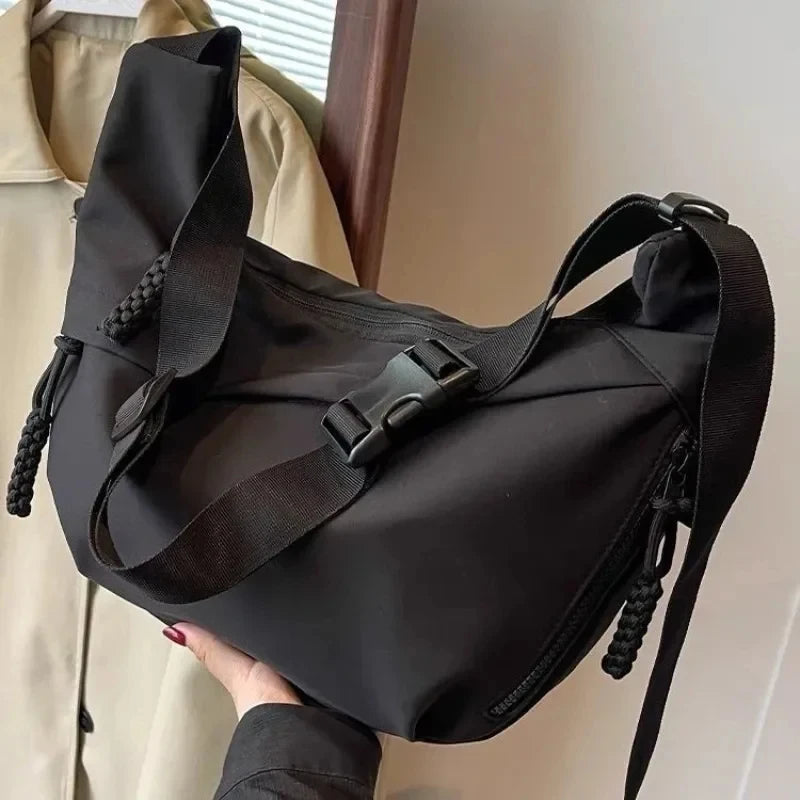 Nylon Hobo Bag Crossbody Bag Solid Color Casual Zipper Women's Bag 2024 New Fashionable Large-Capacity Solid Color Shoulder Tote