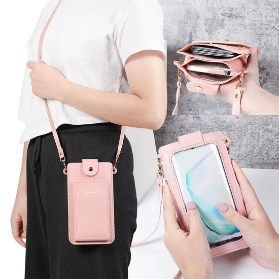 2024 new solid color fashion simple shoulder bag slung mobile phone bag women&