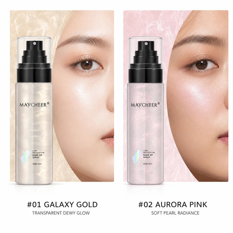 MAYCHEER 100ml Makeup Setting Spray Long Lasting Ultra Fine Mist Fixer Hydrating Dewy Glow Face Mist 2 Shades for All Skin Types