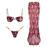 3 Piece Bikini Set mid-waist design