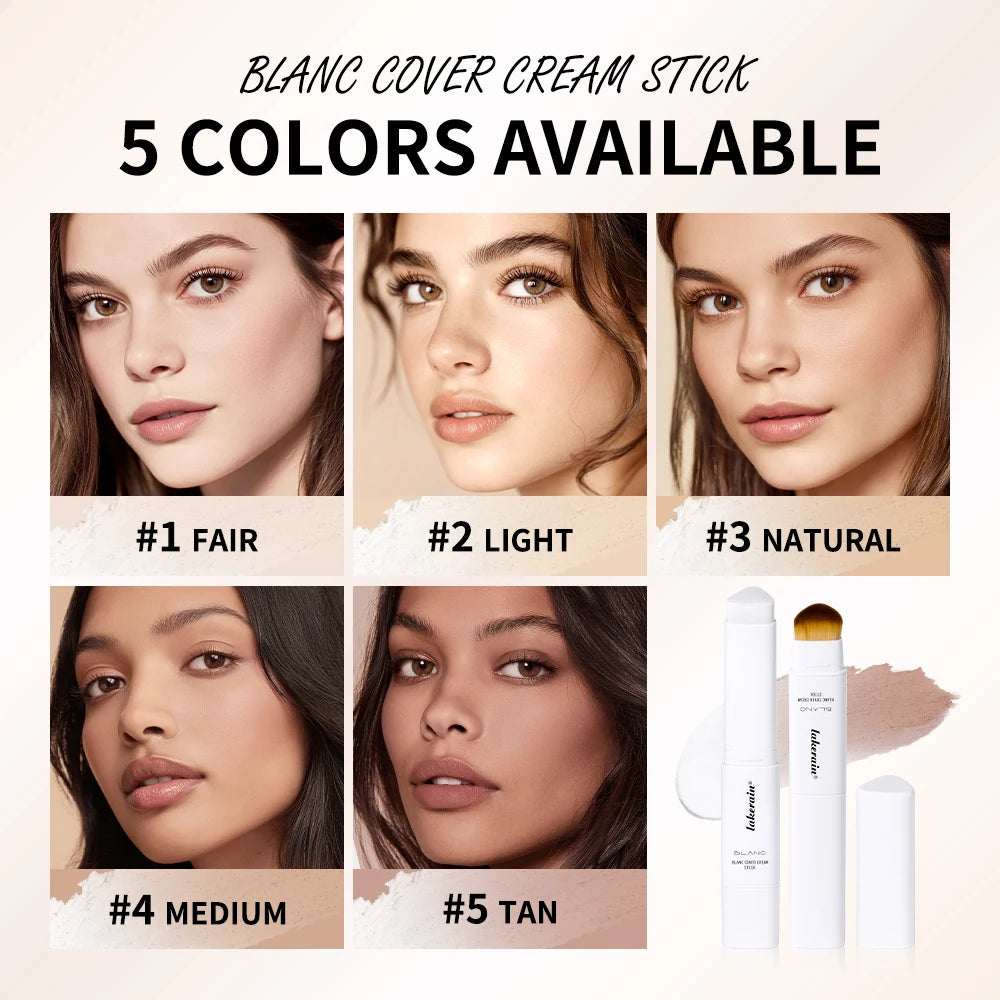 Color Changing Foundation Stick Korean Cover Cream Stick High Coverage Waterproof Dual-Ended with Brush  Base Makeup