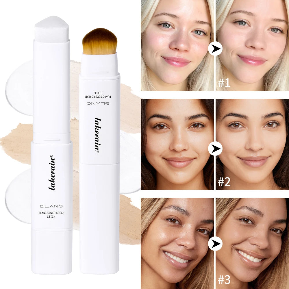 Color Changing Foundation Stick Korean Cover Cream Stick High Coverage Waterproof Dual-Ended with Brush  Base Makeup